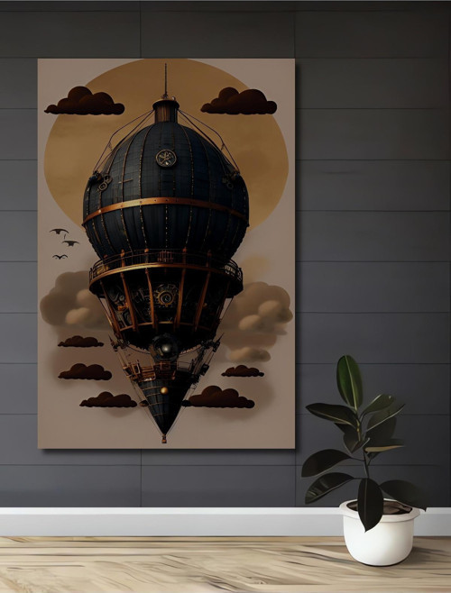 Steampunk Hava Gemisi Dekoratif Ahşap Mdf Dikdörtgen Ev,İşyeri Duvar Tablo