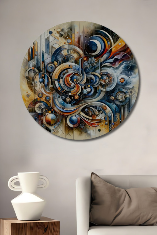 Modern Sanat Geometrik Daireler Ahşap Mdf Dekoratif Yuvarlak Ev,İşyeri Duvar Tablo