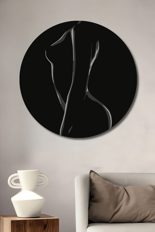 Şık Minimalist Silüet Ahşap Mdf Dekoratif Yuvarlak Ev,İşyeri Duvar Tablo