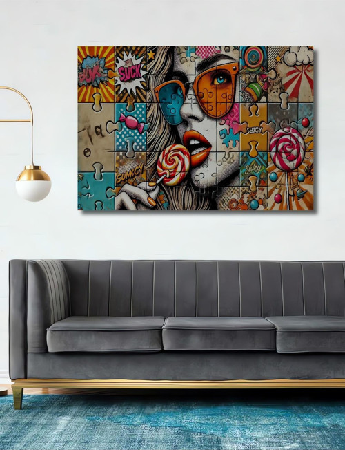 Retro Pop Art Dekoratif Ahşap Mdf Dikdörtgen Ev,İşyeri Duvar Tablo