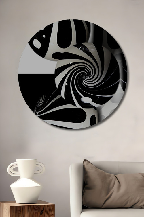 Soyut Sarmal Sanat Ahşap Mdf Dekoratif Yuvarlak Ev,İşyeri Duvar Tablo
