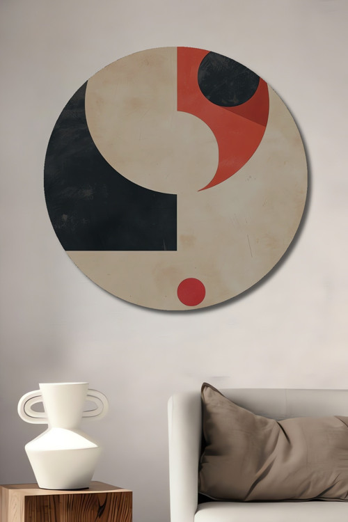 Yin Yang Geometrik Soyut Ahşap Mdf Yuvarlak Ev,İşyeri Duvar Tablo