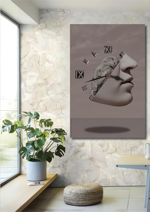 Zamanda Yolculuk Soyut Sanat Ahşap Mdf Dekoratif Dikdörtgen Ev,İşyeri Duvar Tablo