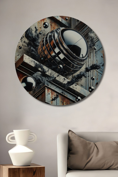 Geometrik Soyut Sanat Dekoratif Ahşap Mdf Yuvarlak Ev,İşyeri Duvar Tablo
