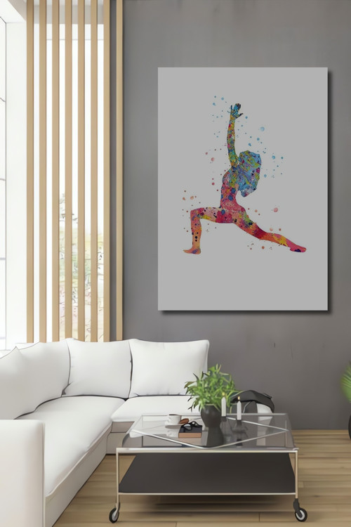 Yoga Pozu Renkli Cesur Sanat Ahşap Mdf Dekoratif Dikdörtgen Ev,İşyeri Duvar Tablo