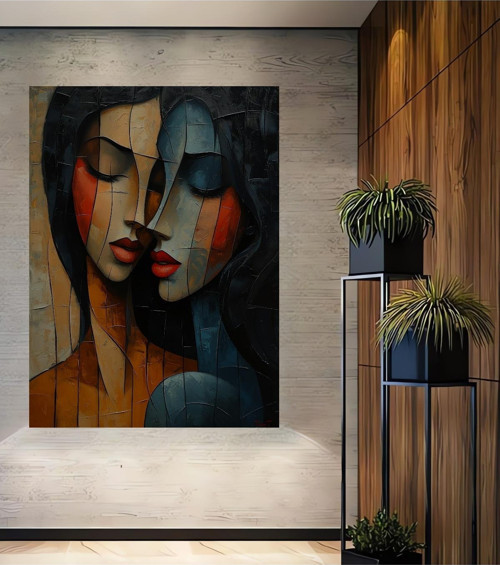 Kadın Portreleri Soyut Sanat Dekoratif Ahşap Mdf Dikdörtgen Ev,İşyeri Duvar Tablo