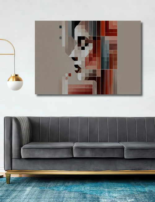 Modern Sanat Geometrik Portre Ahşap Mdf Dekoratif Dikdörtgen Ev,İşyeri Duvar Tablo