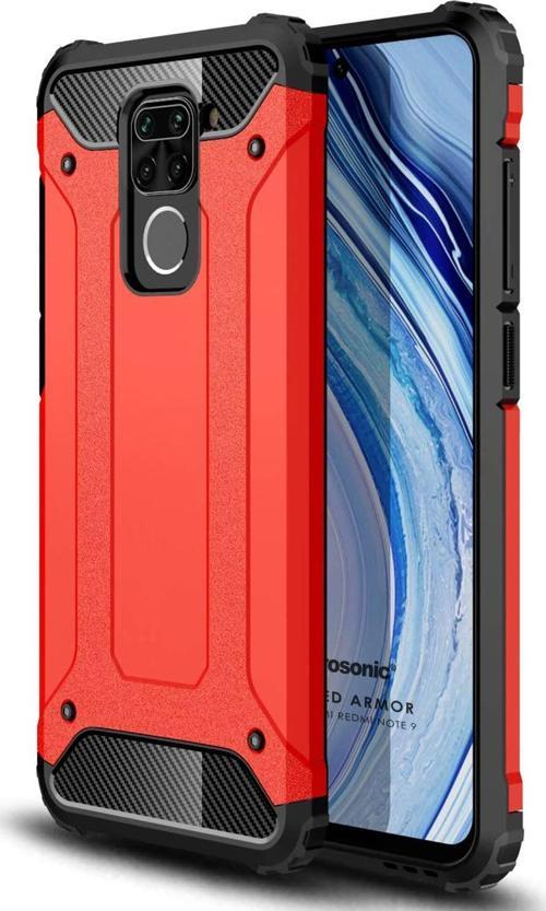 Xiaomi Redmi Note 9 Kılıf Rugged Armor Kırmızı