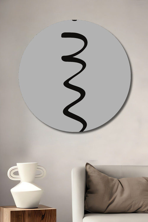 Minimalist Büyüleyici Çizgi Dekoratif Ahşap Mdf Yuvarlak Ev,İşyeri Duvar Tablo