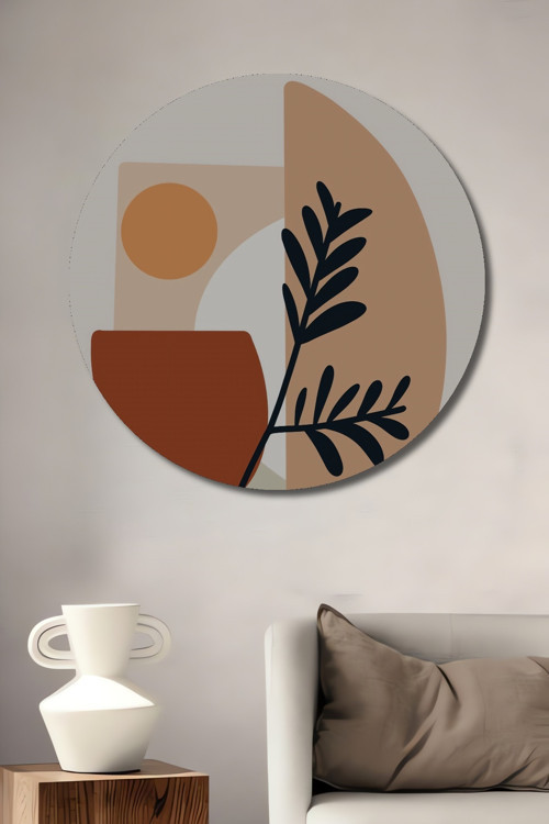 Minimalist Bohem Dekoratif Ahşap Mdf Ev/İşyeri Duvar Tablo Yuvarlak Ev/İşyeri Duvar Tablo