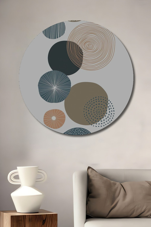 Dairesel Desenler Modern Soyut Ahşap Mdf Dekoratif Yuvarlak Ev,İşyeri Duvar Tablo