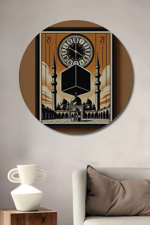 Kabe Çizimi Ahşap Mdf Dekoratif Yuvarlak Ev,İşyeri Duvar Tablo