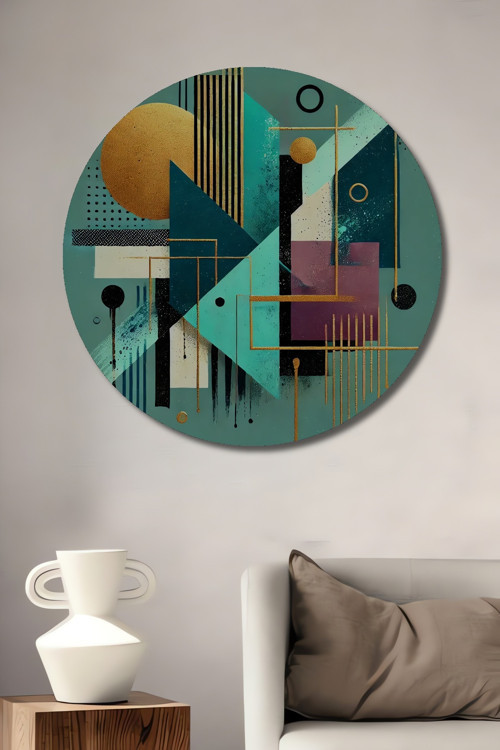 Geometrik Modern Sanat Ahşap Mdf Dekoratif Yuvarlak Ev,İşyeri Duvar Tablo