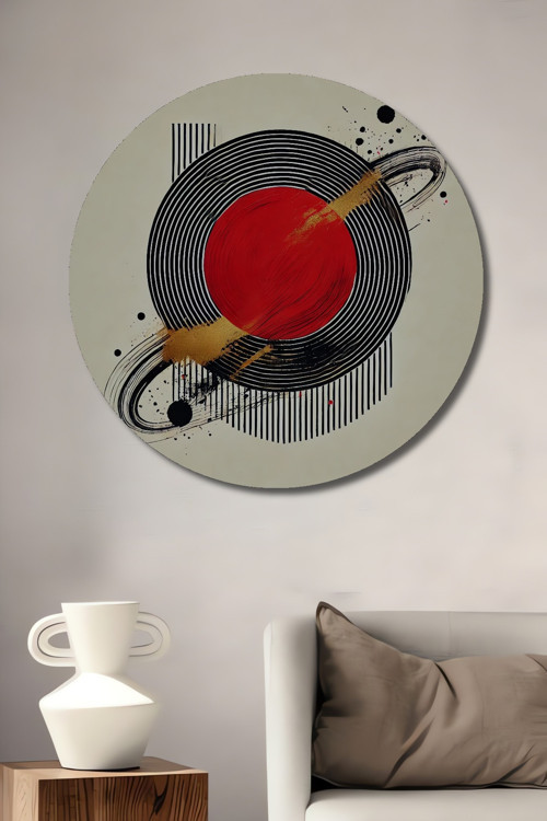 Modern Soyut Sanat Ahşap Mdf Dekoratif Yuvarlak Ev,İşyeri Duvar Tablo