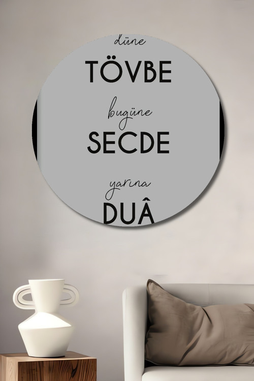 Dine Tövbeye Secde Duaya Dekoratif Ahşap Mdf Yuvarlak Ev,İş Yeri Duvar Tablo