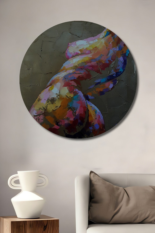 Renkli Modern Sanat Dekoratif Ahşap Mdf Yuvarlak Ev,İşyeri Duvar Tablo
