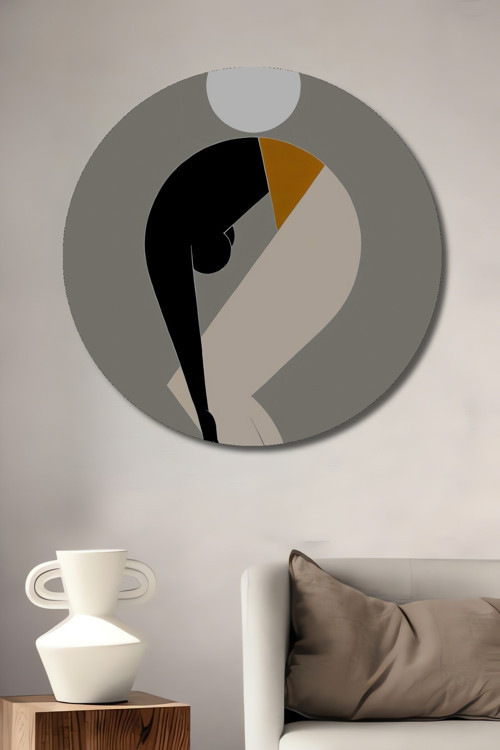 Minimalist İskandinav Dekoratif Ahşap Mdf Yuvarlak Ev,İşyeri Duvar Tablo