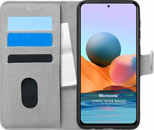 Xiaomi Redmi Note 10 Pro Kılıf Fabric Book Wallet Gri