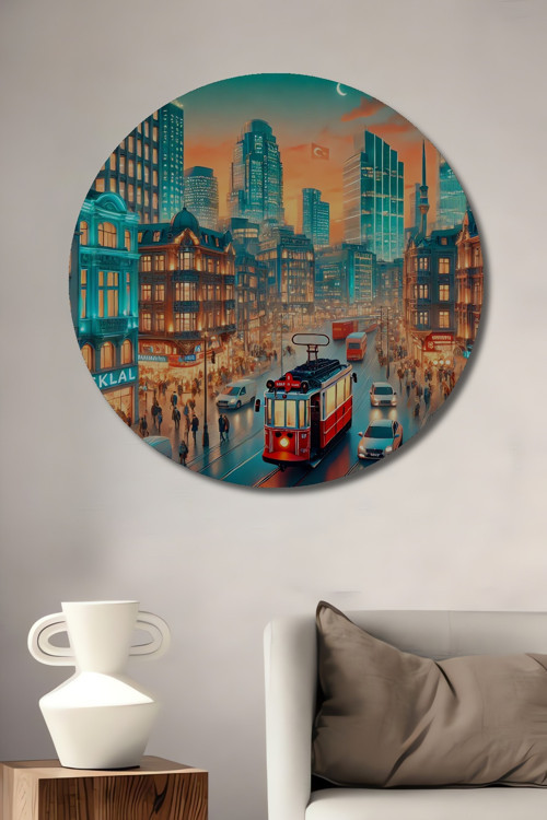 İstanbul Taksim İstiklal Caddesi Manzarası Ahşap Tablosu