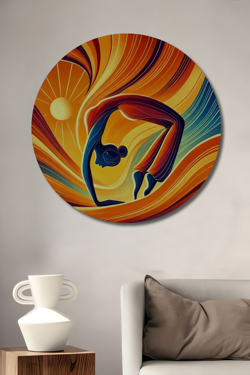 Enerji Akışı Modern Sanat Ahşap Mdf Dekoratif Yuvarlak Ev,İşyeri Duvar Tablo