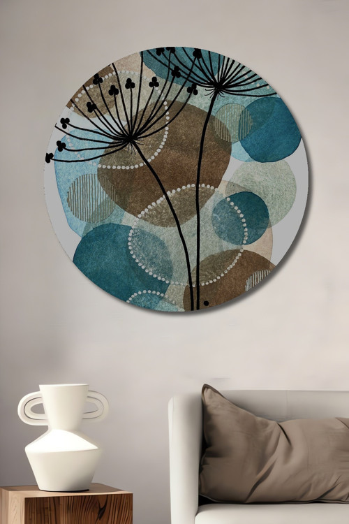 Abstrakt Geometrik Ahşap Mdf Dekoratif Yuvarlak Ev,İşyeri Duvar Tablo