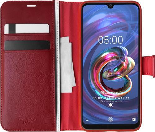Vestel Venüs E5 Kılıf Delux Leather Wallet Kırmızı