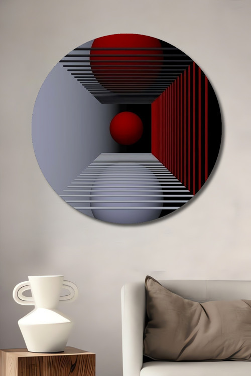 Geometrik Küreler Modern Sanat Dekoratif Ahşap Mdf Yuvarlak Ev,İşyeri Duvar Tablo