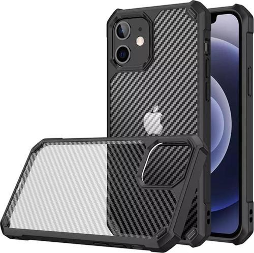Apple Iphone 11 Kılıf Şeffaf Karbon Fiber Desen Korumalı Kapak