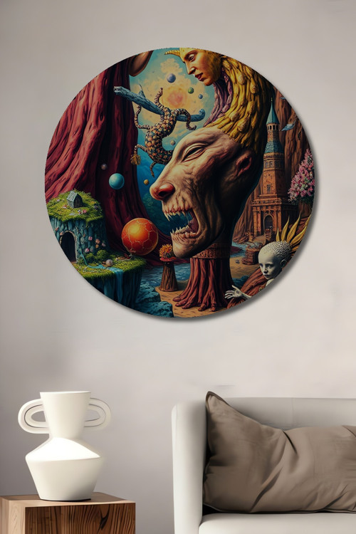 Rüya Gibi Soyut Sanat Ahşap Mdf Dekoratif Yuvarlak Ev,İşyeri Duvar Tablo