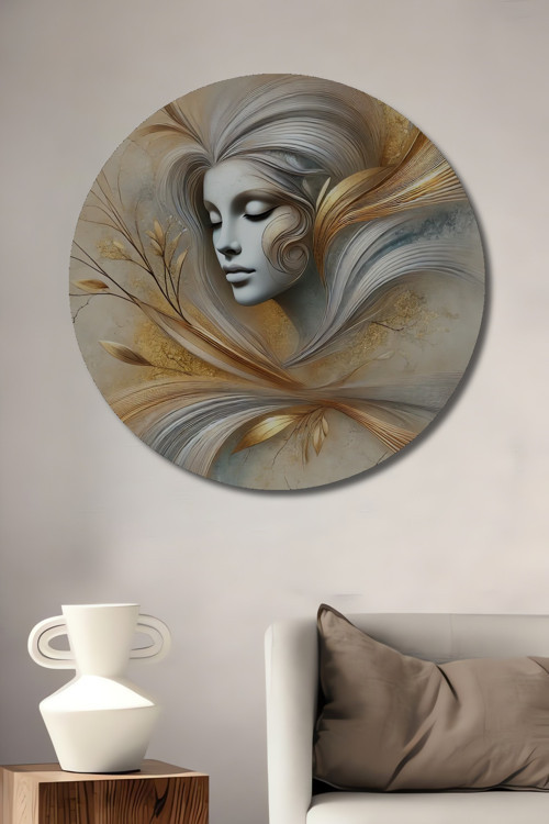 Ethereal Güzellik Dekoratif Ahşap Mdf Yuvarlak Ev,İşyeri Duvar Tablo