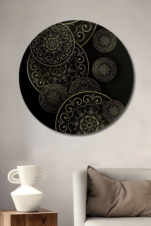 Mandala Desenli Dekoratif Ahşap Mdf Yuvarlak Ev,İşyeri Duvar Tablo
