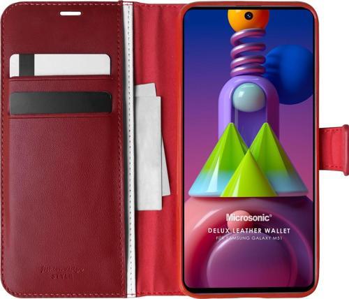 Samsung Galaxy M51 Kılıf Delux Leather Wallet Kırmızı