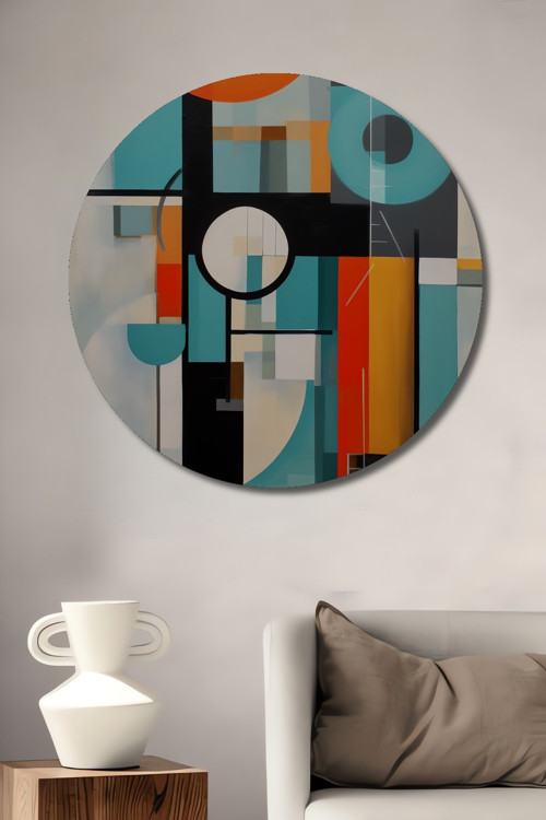 Modern Geometrik Sanat Ahşap Mdf Dekoratif Yuvarlak Ev,İşyeri Duvar Tablo