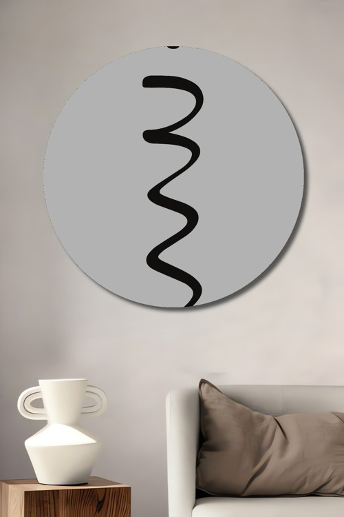 Minimalist Büyüleyici Çizgi Dekoratif Ahşap Mdf Yuvarlak Ev,İşyeri Duvar Tablo