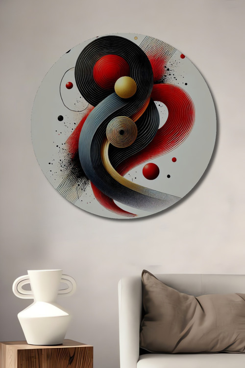 Modern Soyut Sanat Ahşap Mdf Dekoratif Yuvarlak Ev,İşyeri Duvar Tablo