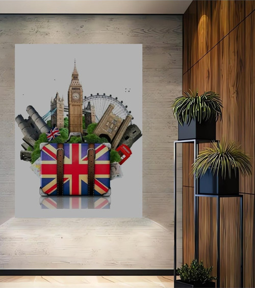 Londra Temalı Modern Ahşap Mdf Dekoratif Dikdörtgen Ev,İşyeri Duvar Tablo