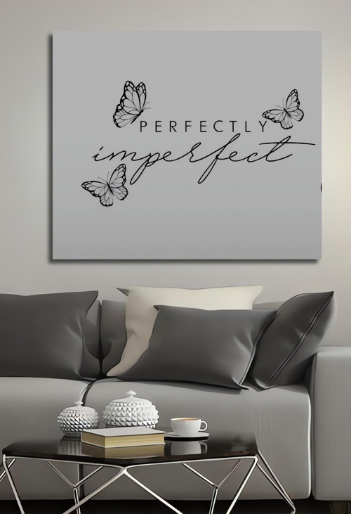 Kelebekler Ve Yazı Minimalist Ahşap Mdf Dekoratif Dikdörtgen Ev,İşyeri Duvar Tablo