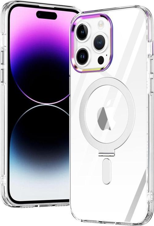 Apple Iphone 12 Pro Max Kılıf Standlı Magsafe Manyetik Kablosuz Şarj Uyumlu Renkli Şeffaf Kapak