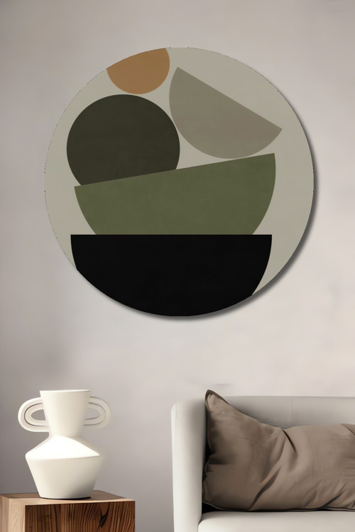 Geometrik Şekiller Minimalist Ahşap Mdf Dekoratif Yuvarlak Ev,İşyeri Duvar Tablo