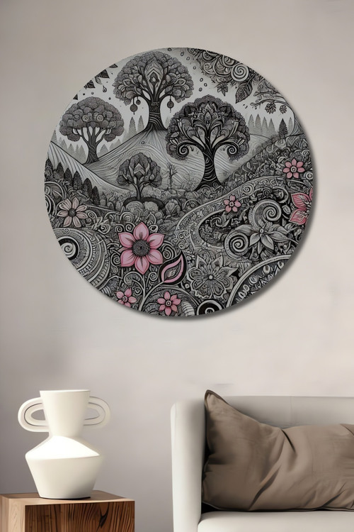 Mandala Ağaçlar Ahşap Mdf Dekoratif Yuvarlak Ev,İşyeri Duvar Tablo