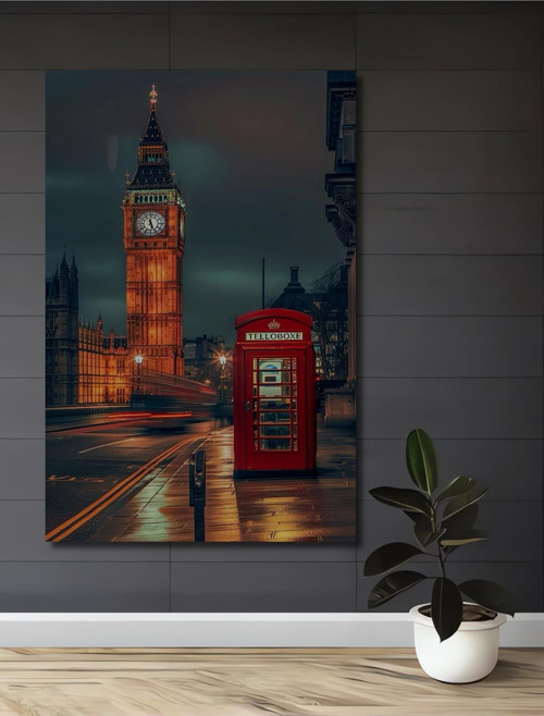 Londra Big Ben Dekoratif Ahşap Mdf Dikdörtgen Ev,İşyeri Duvar Tablo