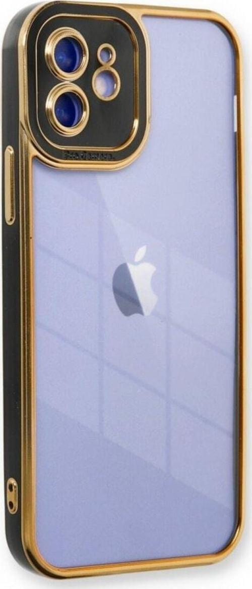 Apple iPhone 12 MiNi Kılıf Kamera Lens Korumalı Kenarları Renkli Gold Arkası Şeffaf Silikon