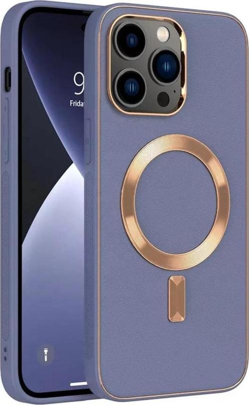 Apple Iphone 13 Kılıf Gold Magsafe Wireless Kablosuz Şarj Uyum Suni Deri Hibrit Kapak