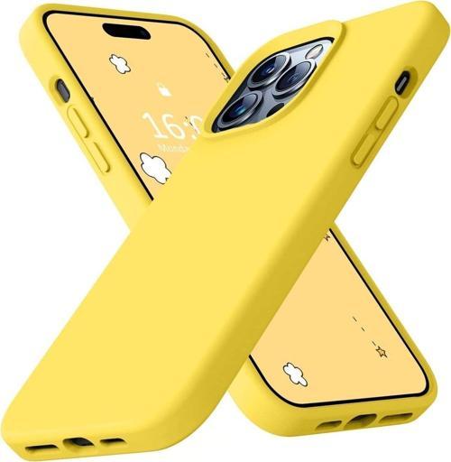 Apple Iphone 14 Pro Max Kılıf Içi Süet Korumalı Silikon Sarı Renk