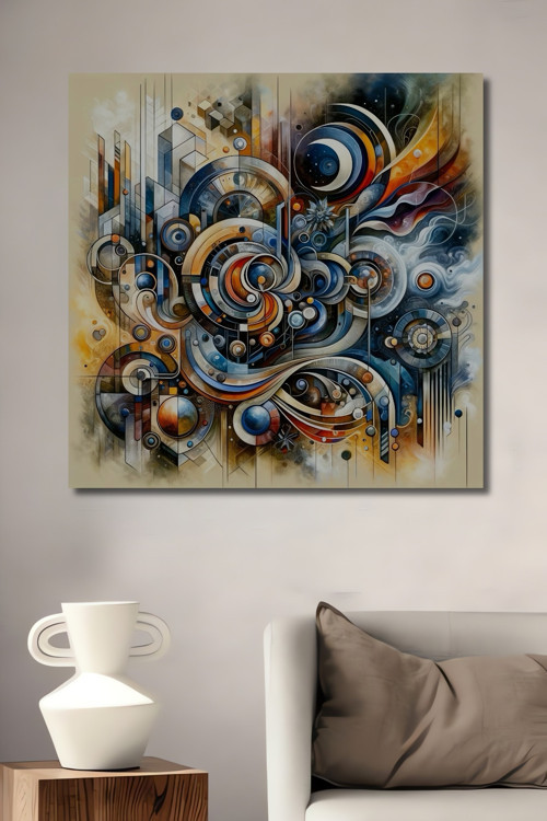 Modern Sanat Geometrik Daireler Ahşap Mdf Dekoratif Dikdörtgen Ev,İşyeri Duvar Tablo