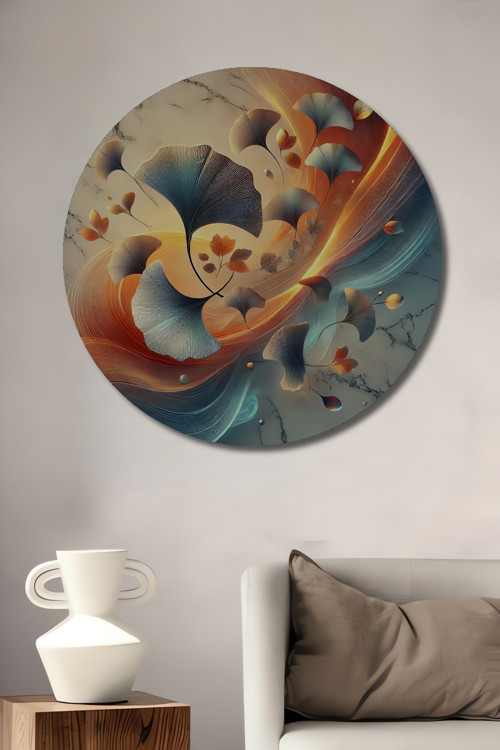 Gingko Yaprağı Soyut Sanat Ahşap Mdf Dekoratif Ev,İşyeri,Mutfak,Banyo Duvar Tablo