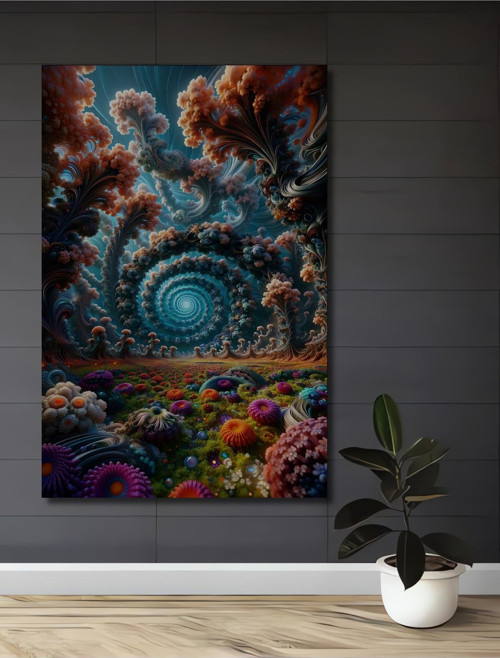 Rüya Ormanında Spiral Yolculuk Soyut Sanat Dekoratif Ahşap Dikdörtgen Ev,İşyeri Duvar Tablo