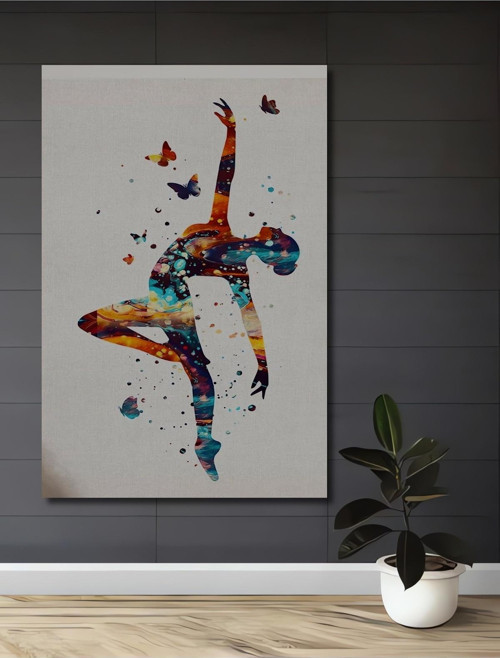 Dansçı Silüeti Renkli Soyut Sanat Dekoratif Ahşap Mdf Dikdörtgen Ev,İşyeri Duvar Tablo