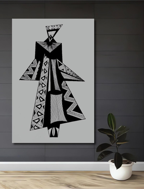 Modern Sanat Siyah Beyaz Geometrik Dekoratif Ahşap Dikdörtgen Ev,İşyeri Duvar Tablo