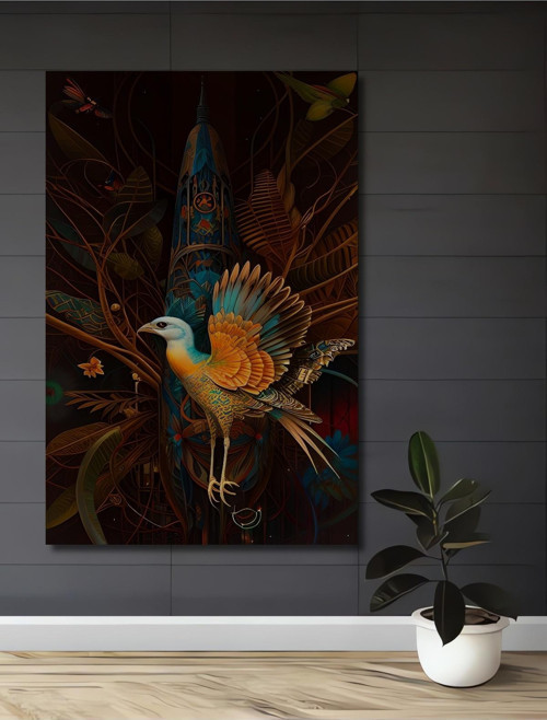 Egzotik Kuş Temalı Ahşap Mdf Dekoratif Dikdörtgen Ev,İşyeri Duvar Tablo